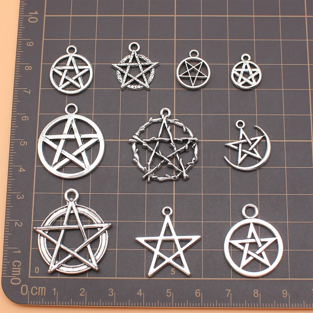 10pcs/set Pentagram Charms For Jewelry Making Pendant Diy Crafts Accessories L10279