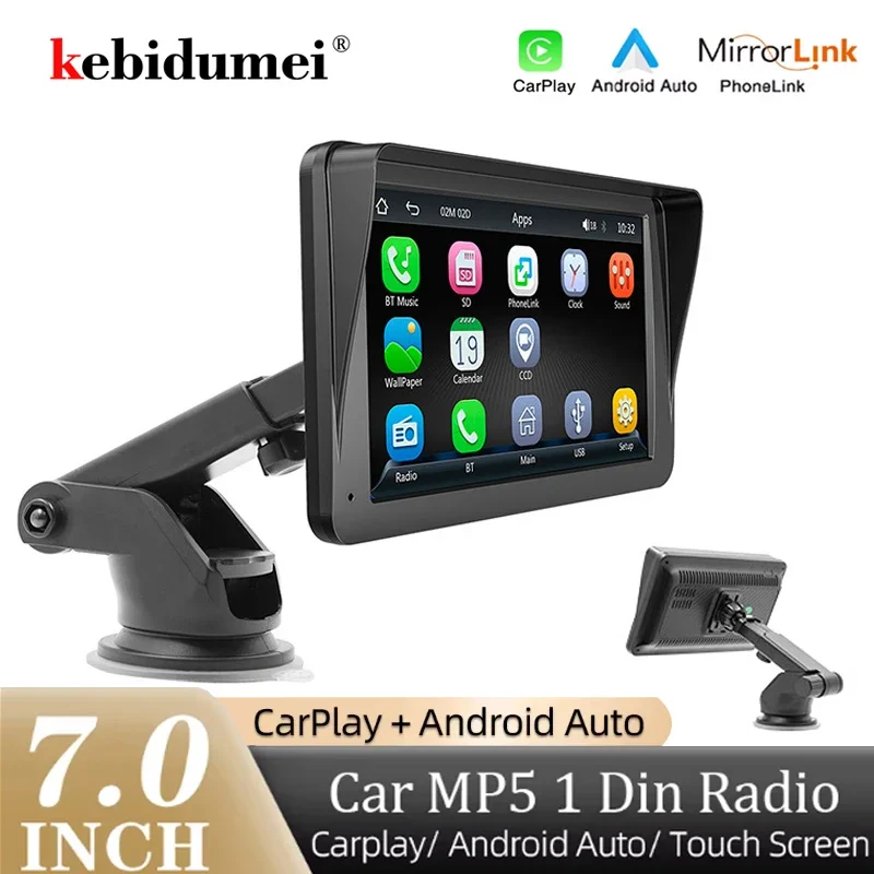 Car Radio 1 Din Carplay Android Auto Multimedia Player HD Touch Screen FM AUX Input Bluetooth MirrorLink Universal Autoradio