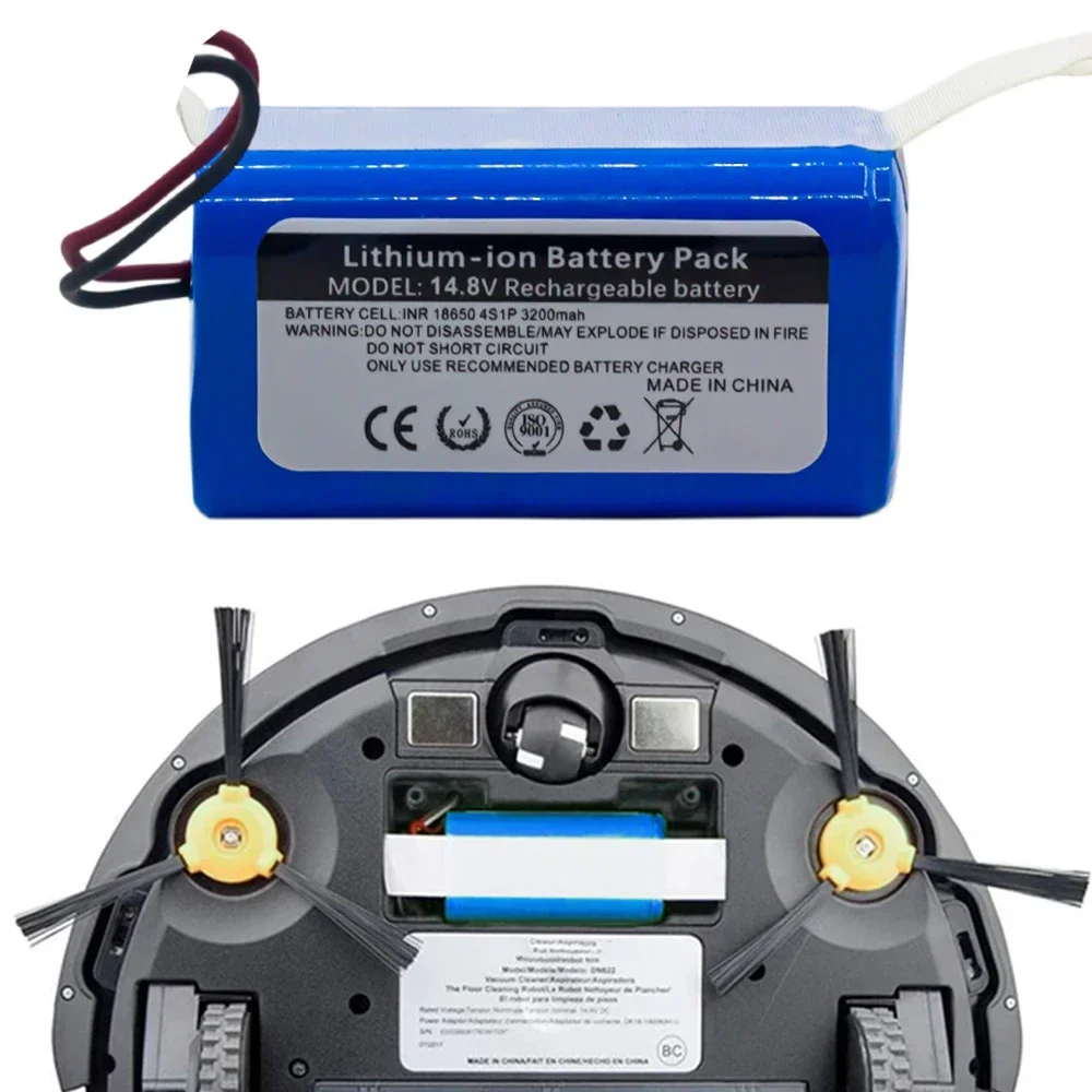 Robô arrebatador 14.8V 2600mAh Bateria Recarregável para Xiaomi,Ecovacs,iBoto iLife,Chuwi,Polaris,Kitfort,Genio,Liectroux,DIBEA