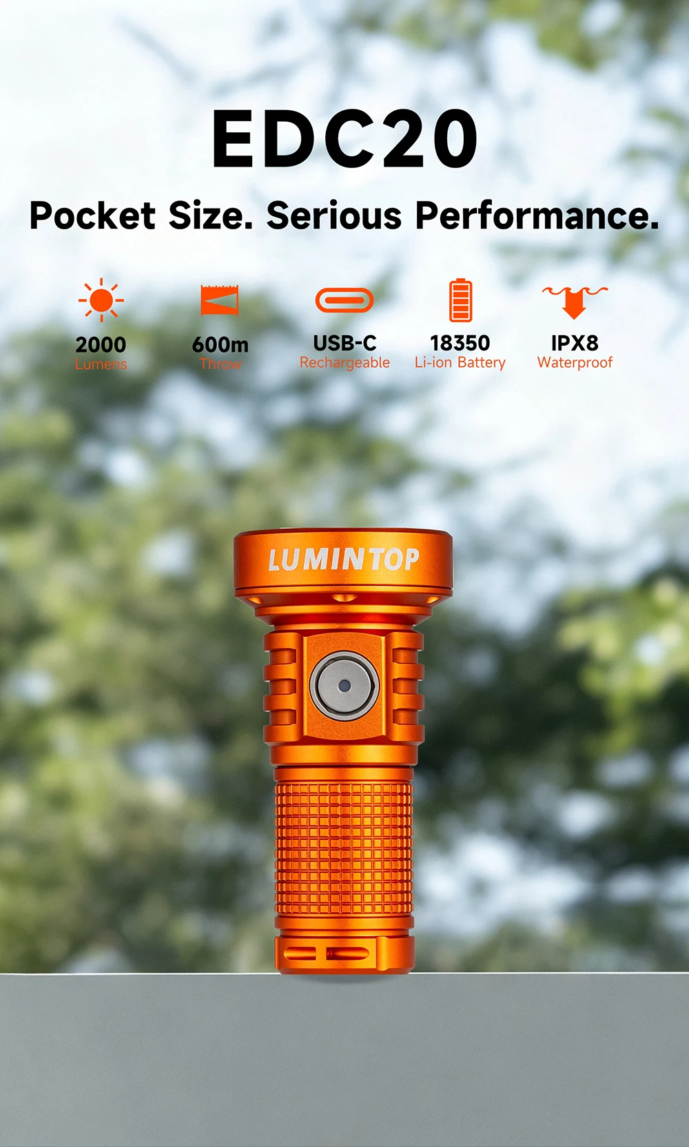 18350 Wiederaufladbare Taschenlampe 18650 LED-Taschenlampe EDC20 2000 Lumen Camping Wandern EDC Werkzeuglicht 600 Meter Reichweite – Detail 1
