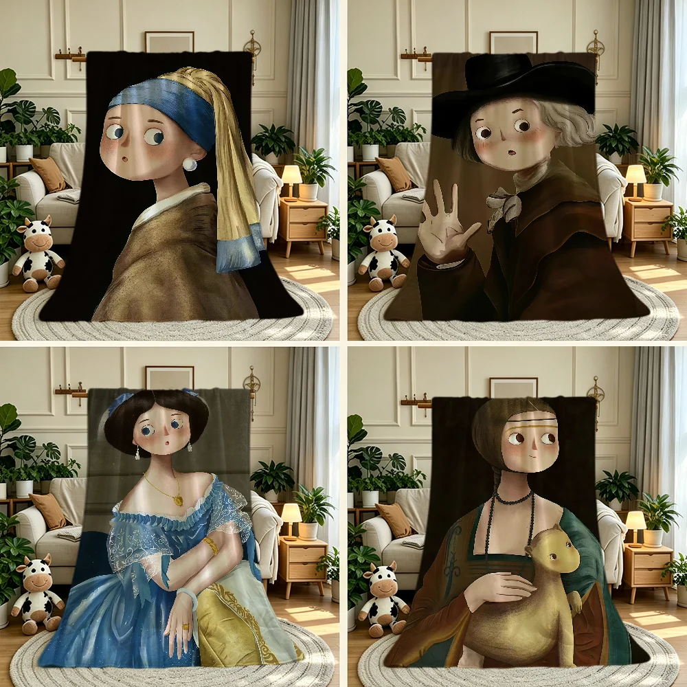 Classic Paintings Cartoon Blanket Throw Super Cosy Plush Living Room Sofa Couch Childish Birthday Gifts
