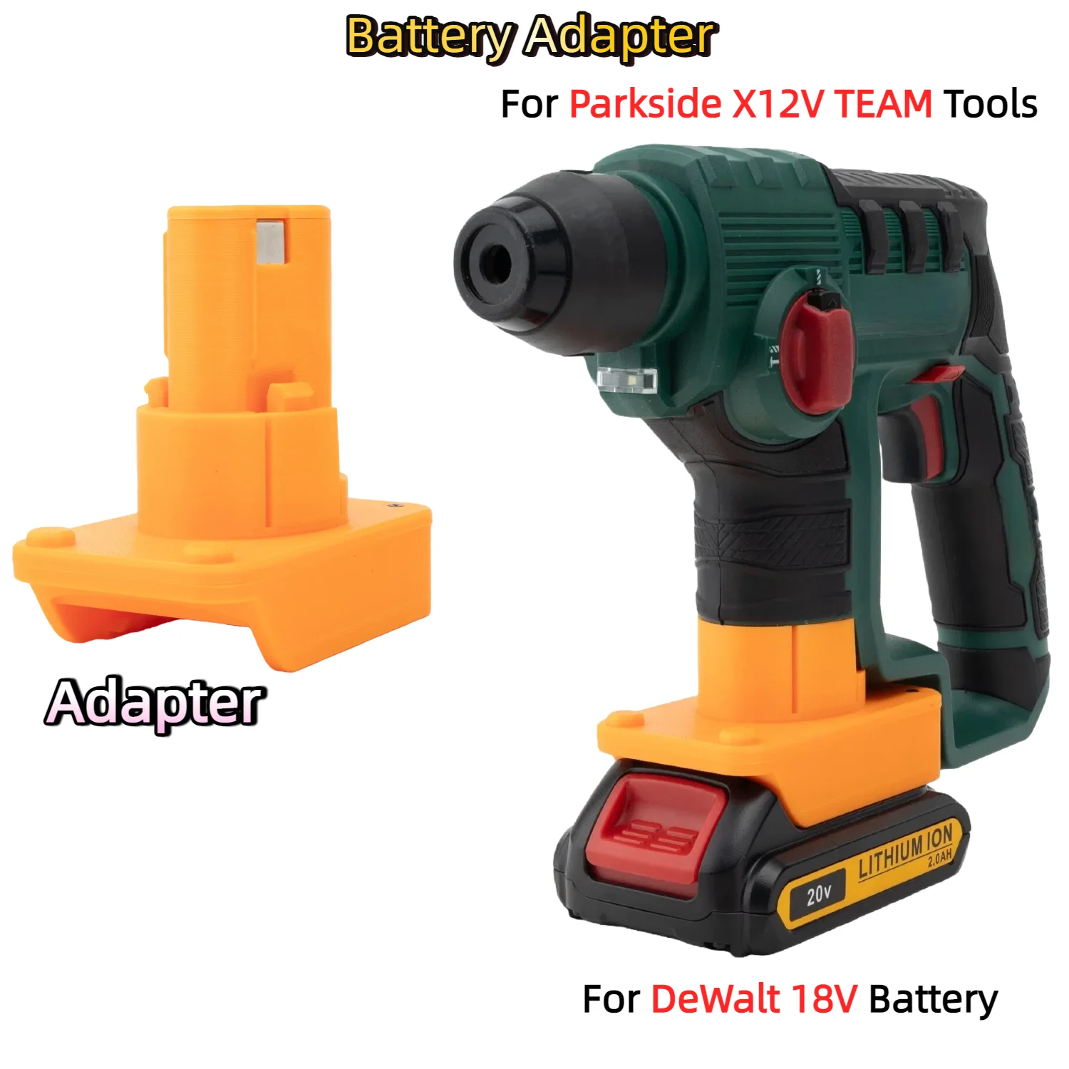 

Battery Adapter for DeWalt 18V Lithium Ion Battery TO Parkside X12V TEAM Cordless Power Tools Accessory(Only Adapter)