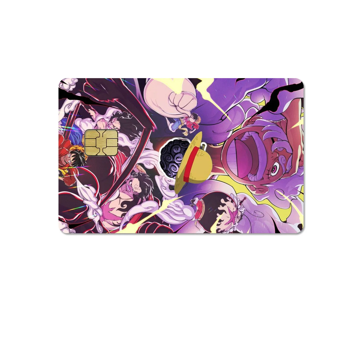 New Cartoon Anime One Piece Gear 5 Luffy Diy HD Matte PVC Sticker Small Chip Credit Card Cover Case Film Skin Sticker Girls Gift