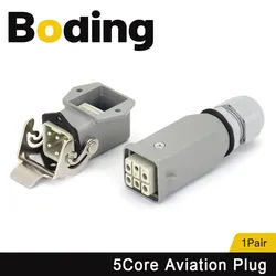 BODING Square 5Core Air Cooled Spindle Motor Heavy Duty Connector Aviation Plug for CNC Spindle