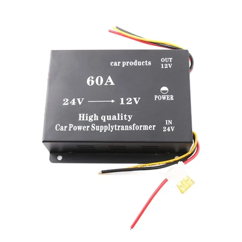 Car Truck Sound Power Adapter 24V To 12V 60A Voltage Reduction Converter Plastic Reducer 1 Piece-X67A