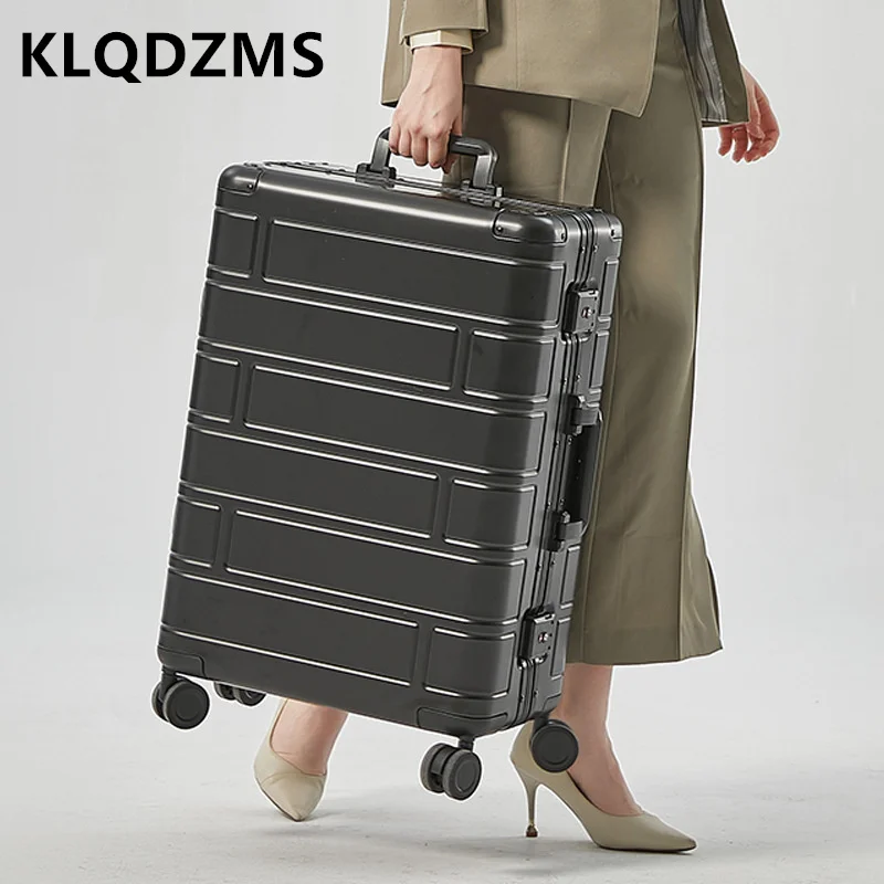 KLQDZMS Cabin Luggage Business Boarding Box 28 Inches Large Capacity Trolley Case 20 "24" All Aluminum Magnesium Alloy Suitcase