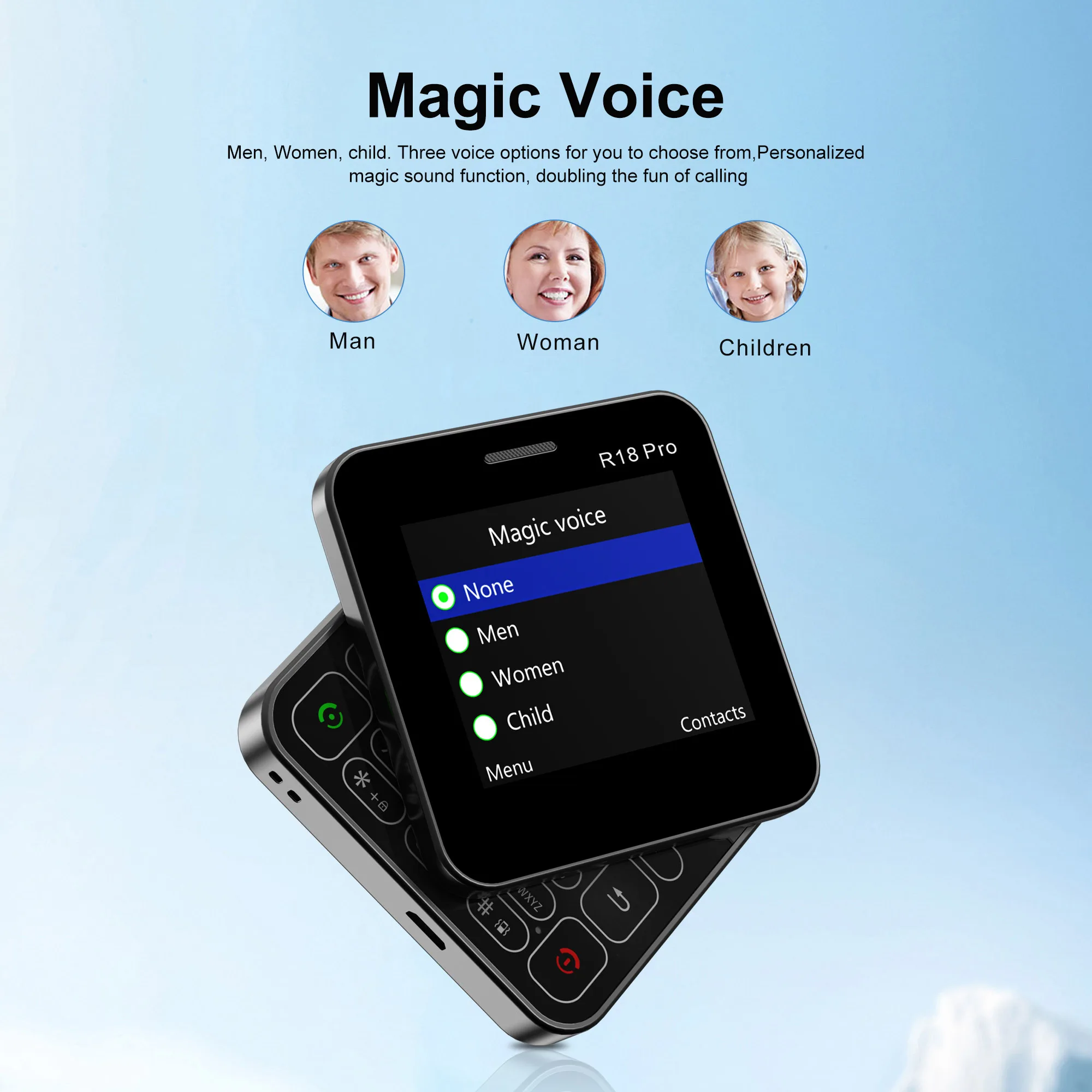 SERVO R18 PRO 2.4인치 슬라이드 기능 휴대폰, 속전화, 매직 보이스, 플래시라이트, FM 라디오, 듀얼 SIM 카드, 회전 화면 휴대폰