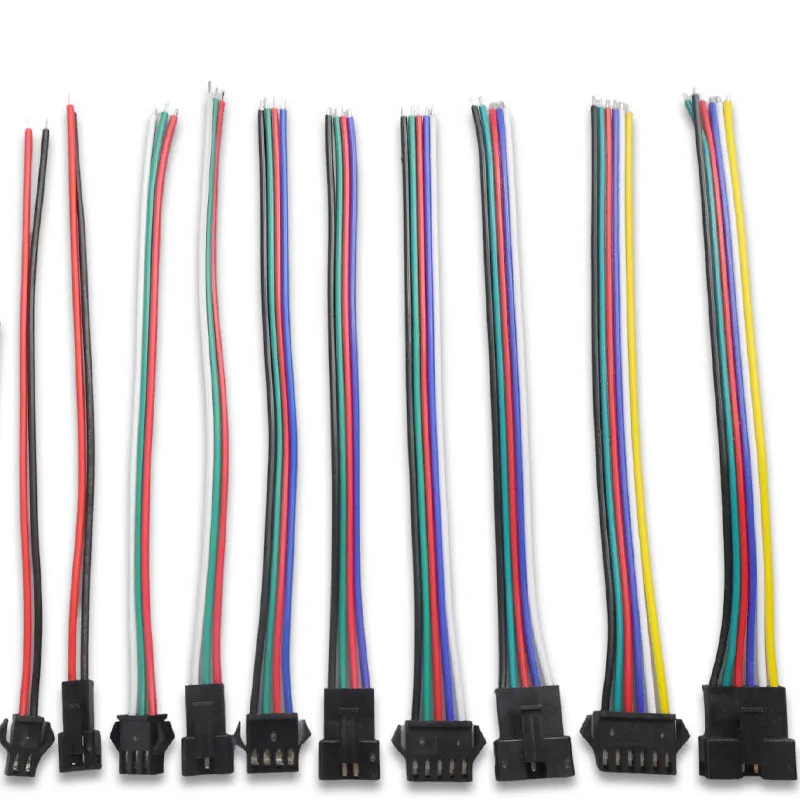 10pair/SM2-6Pin Extension Connector Cable Wires Electric M/F Wire for WS2812B SK6812 3528 5050 RGB RGBW LED Strip Lights Connect