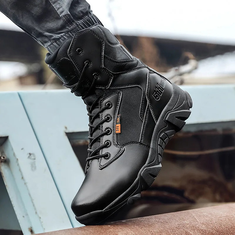 Autumn and Spring Men's Boots Mid Calf Basic Delta High Gang Combat Tactics Mountaineering Shoes Outdoor Desert Men's Shoe Beige