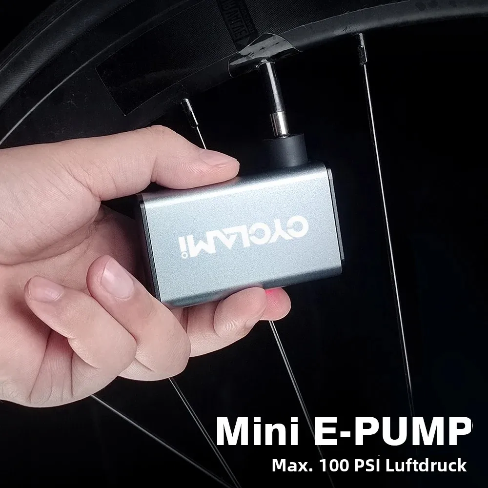 CYCLAMI A3 Mini Elektrische Luftpumpe Tragbarer Fahrrad-Akku-Inflator FV AV Ventil Presta Schrader Outdoor Rennrad MTB Fahrrad Aluminium