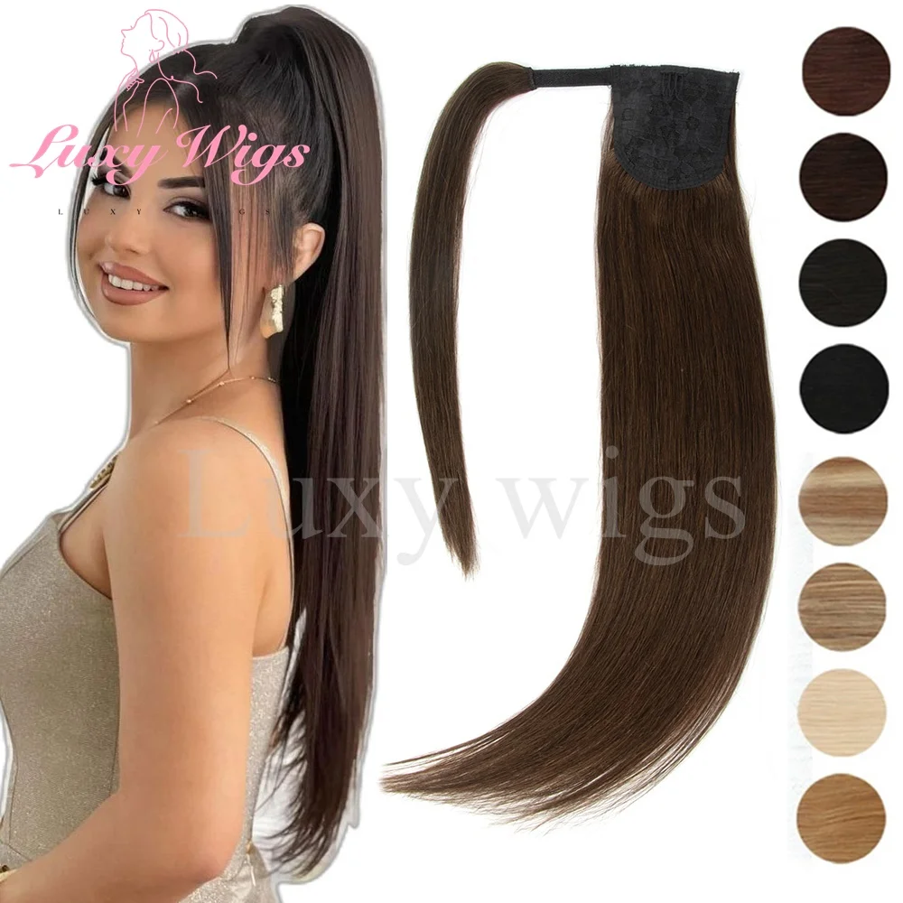 

Clip in Human Hair Ponytail Extensions Real Human Hair Wrap Around Hairpiece Natural Black Brown Blonde Clip ins High Ponytail