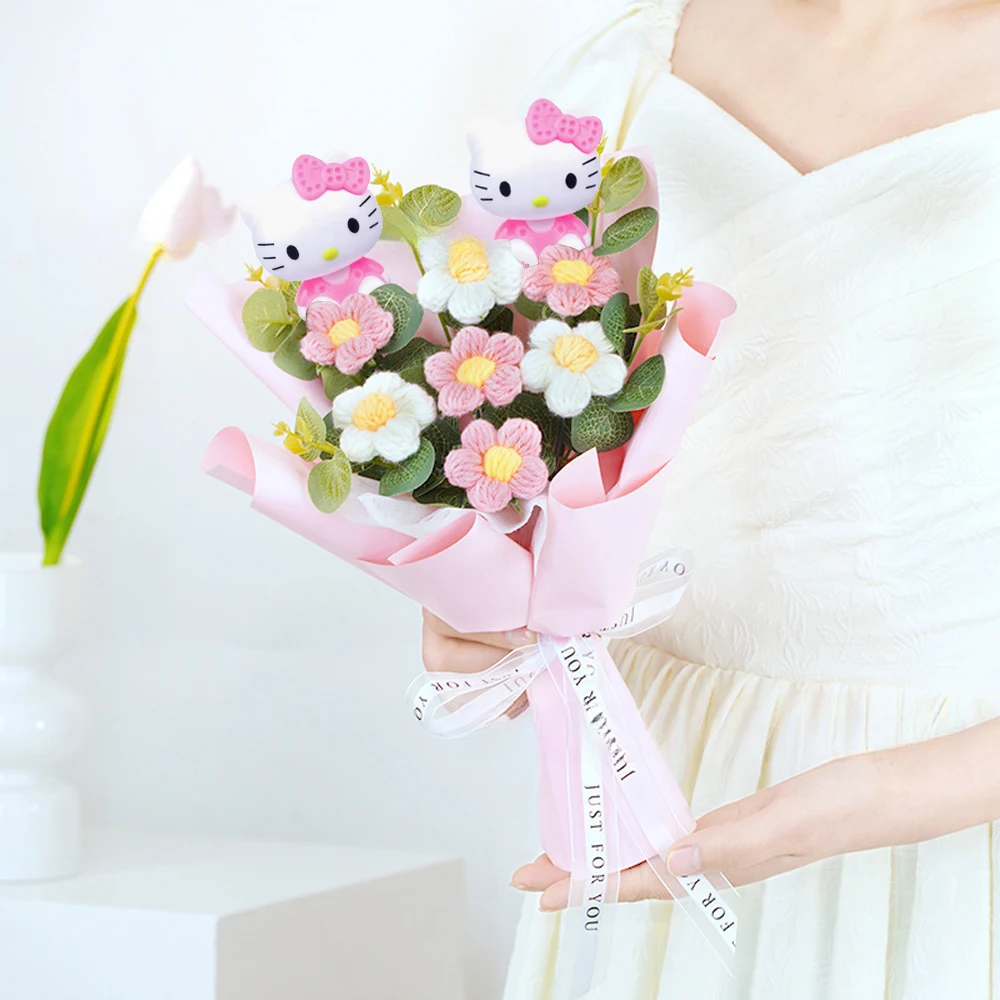 Sanrio holds a bouquet of Hello Kitty realistic daisies. Hello Kitty Mother's Day Gift Teacher's Day Gift Valentine's Day Gift H - view 4