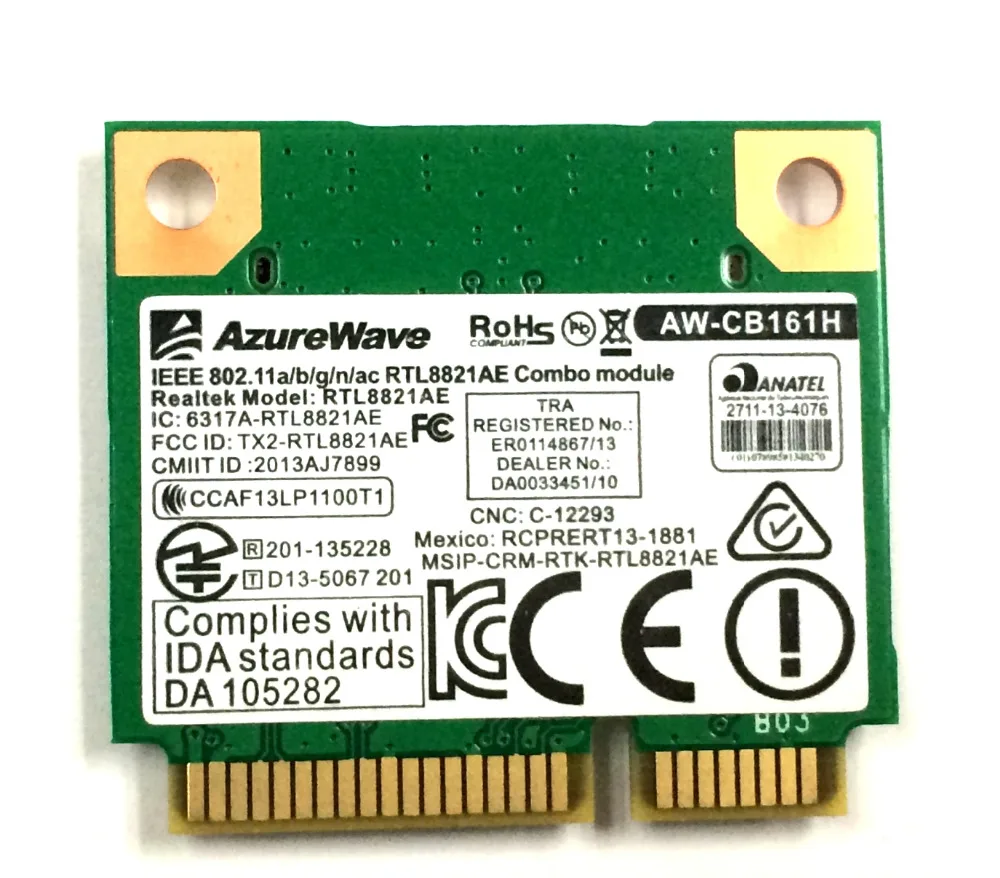 Nova placa de rede sem fio azurewave AW-CB161H para realtek rtl8821ae 802.11ac 433mbps wifi bluetooth 4.0 sem fio 2.4/5.0ghz