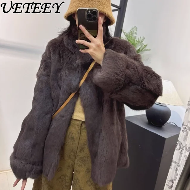 جديد الشتاء الأرنب الفراء الساخن بيع شيرلينغ فو الفراء معطف المألوف الدافئة منتصف طول بلون تنوعا جاكيت من الصوف