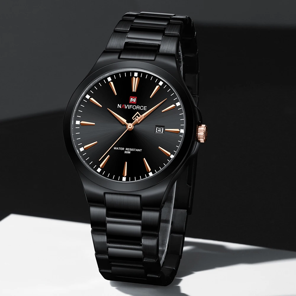 NAVIFORCE Business Watch For Men Top Brand Luxury Quartz Wristwatch Simple Dial Stainless Steel Men's Watches