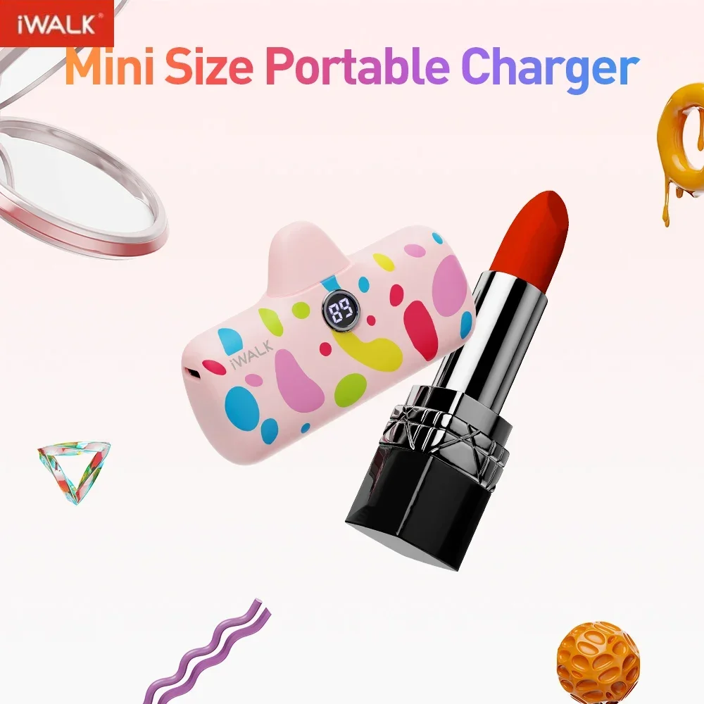 

iWALK Portable Charger with Colorful Pattern 20W PD Fast Charging 4800mAh Power Bank with LED Display,for iPhone iPad All models