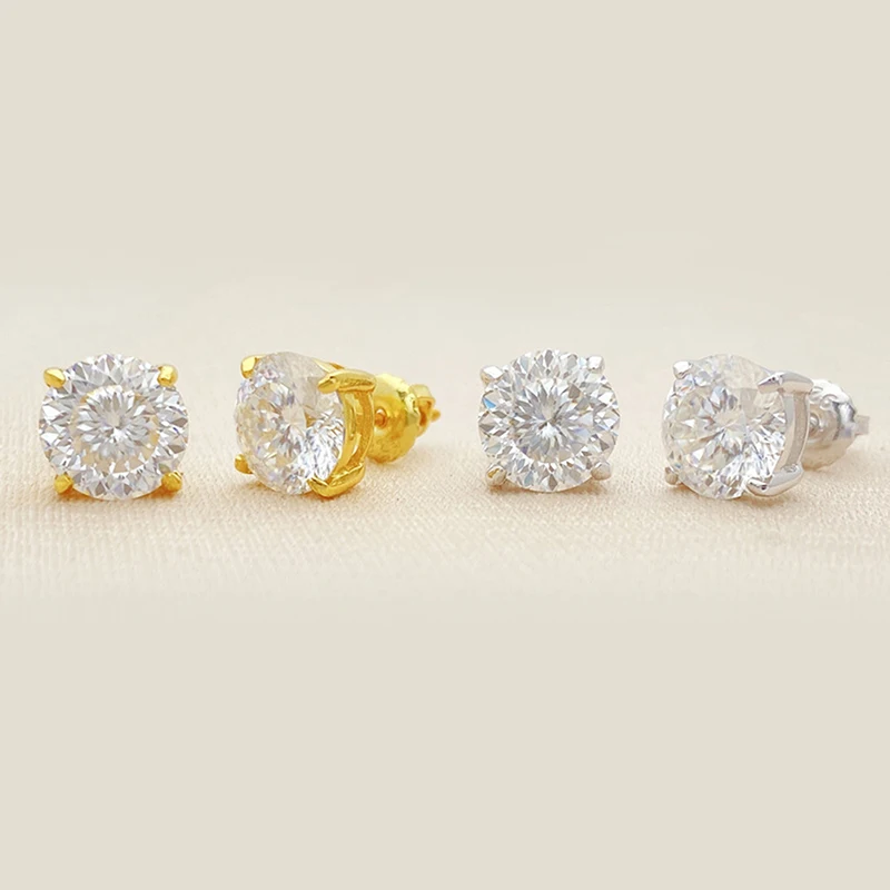 Hip Hop Real D Color Moissanite Stud Earrings For Women BirdNest Cut 925 Sterling Silver Sparkling Earring Birthday Gift Jewelry