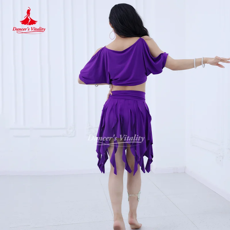 Traje de dança do ventre para mulheres, conjunto de roupas de prática macias e confortáveis, dançarina adulta, roupas de treinamento sexy e elegantes