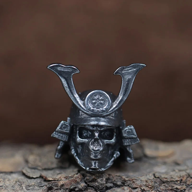 Japenese Samurai Skull Helmet Brass Knife Bead EDC DIY Paracord