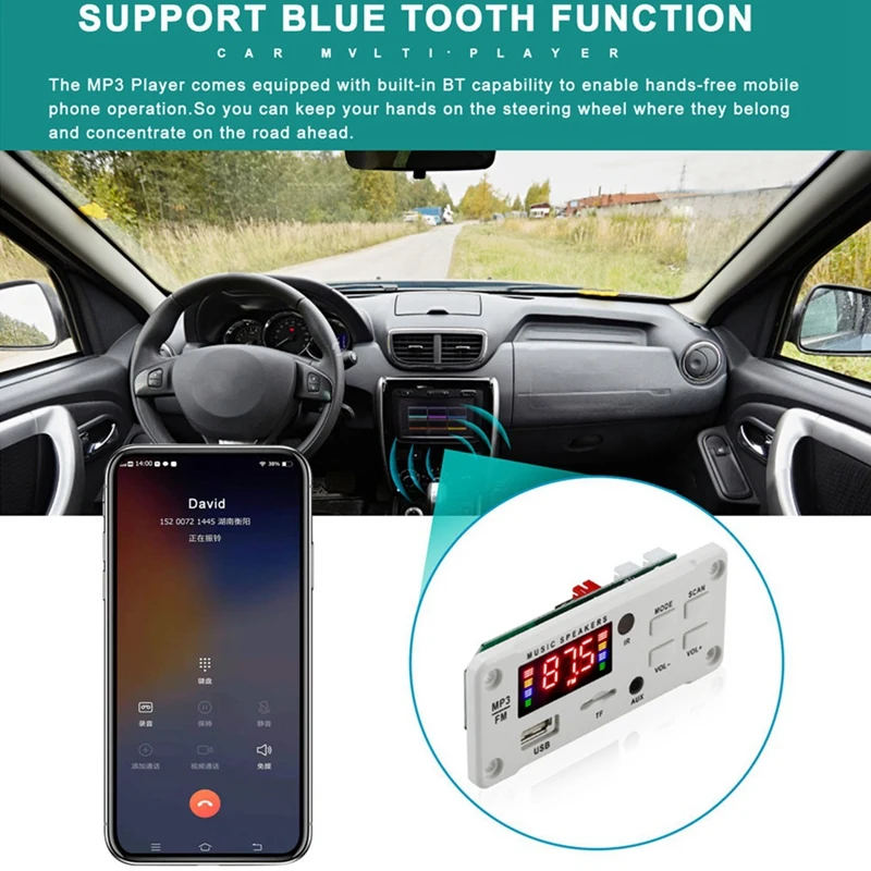 لوحة فك MP3 للسيارة ، متوافق مع بلوتوث ، وحدة راديو FM ، USB AUX ، مشغل WMA ، 50 واط ، 5 فولت-12 فولت