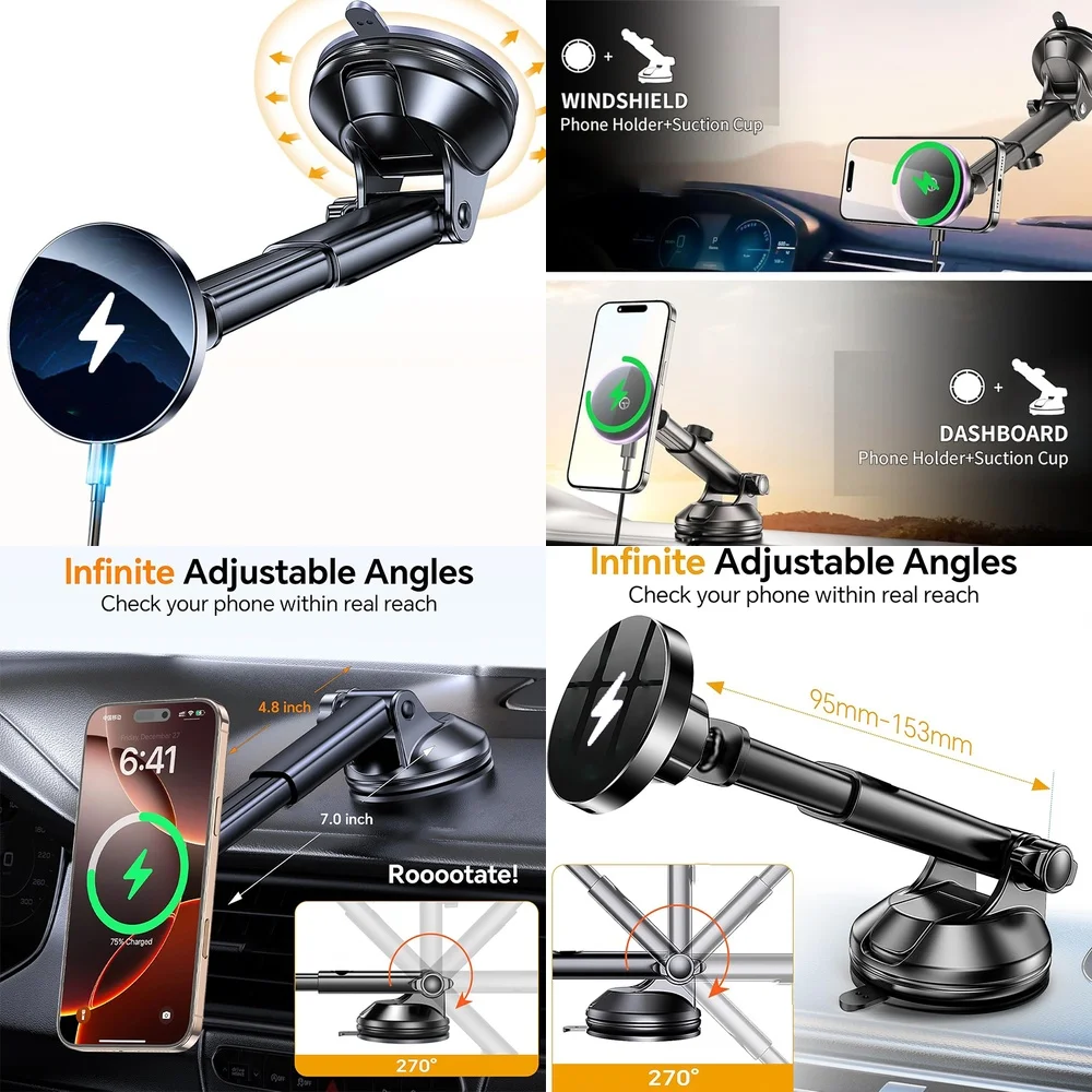 New 2026 Trending Product Windshield Car Phone Holder Magnetic Wireless Car Charger Consumer Electronics Electronic Accessories
