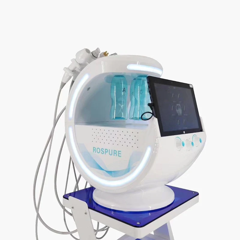 8 In 1 Frozen Repair Ion Bubble And Airbrush Machine Ultrasonic RF Smart Ice Blue II Skin Massage System Beauty Instrument