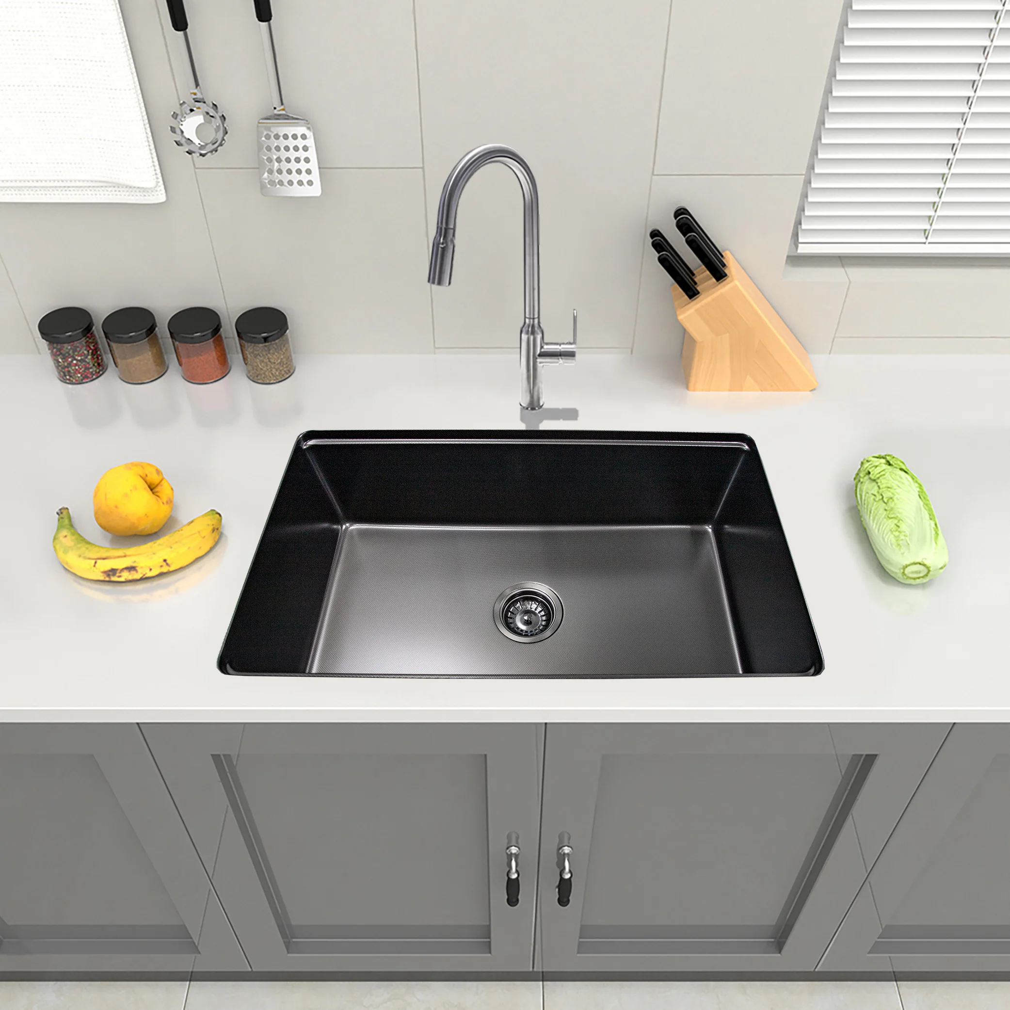 Multifuncional Avaplatos Utility Farm Undermount Single Bowl Stainless Steel Handmade Black Finish Kitchen Sink
