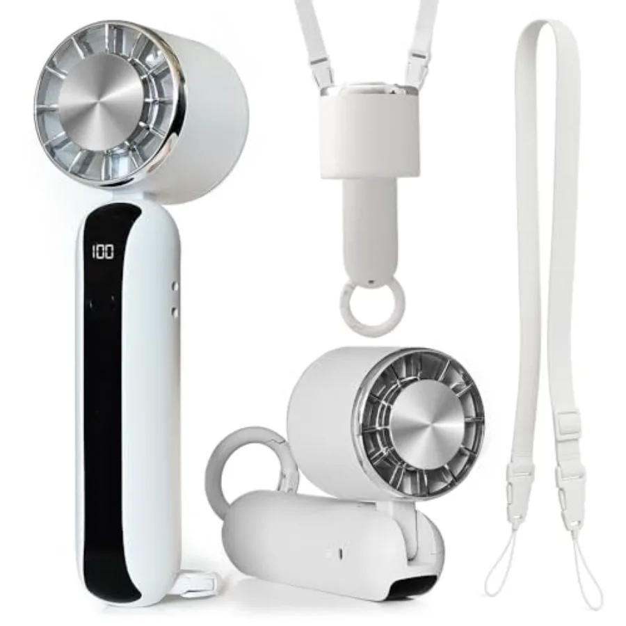 

2 Pack Portable Handheld Fan with Instant Cold Compress Plate 3 Speed Settings, 5000mAh Rechargeable [14H Max Runtime] 90 Folda