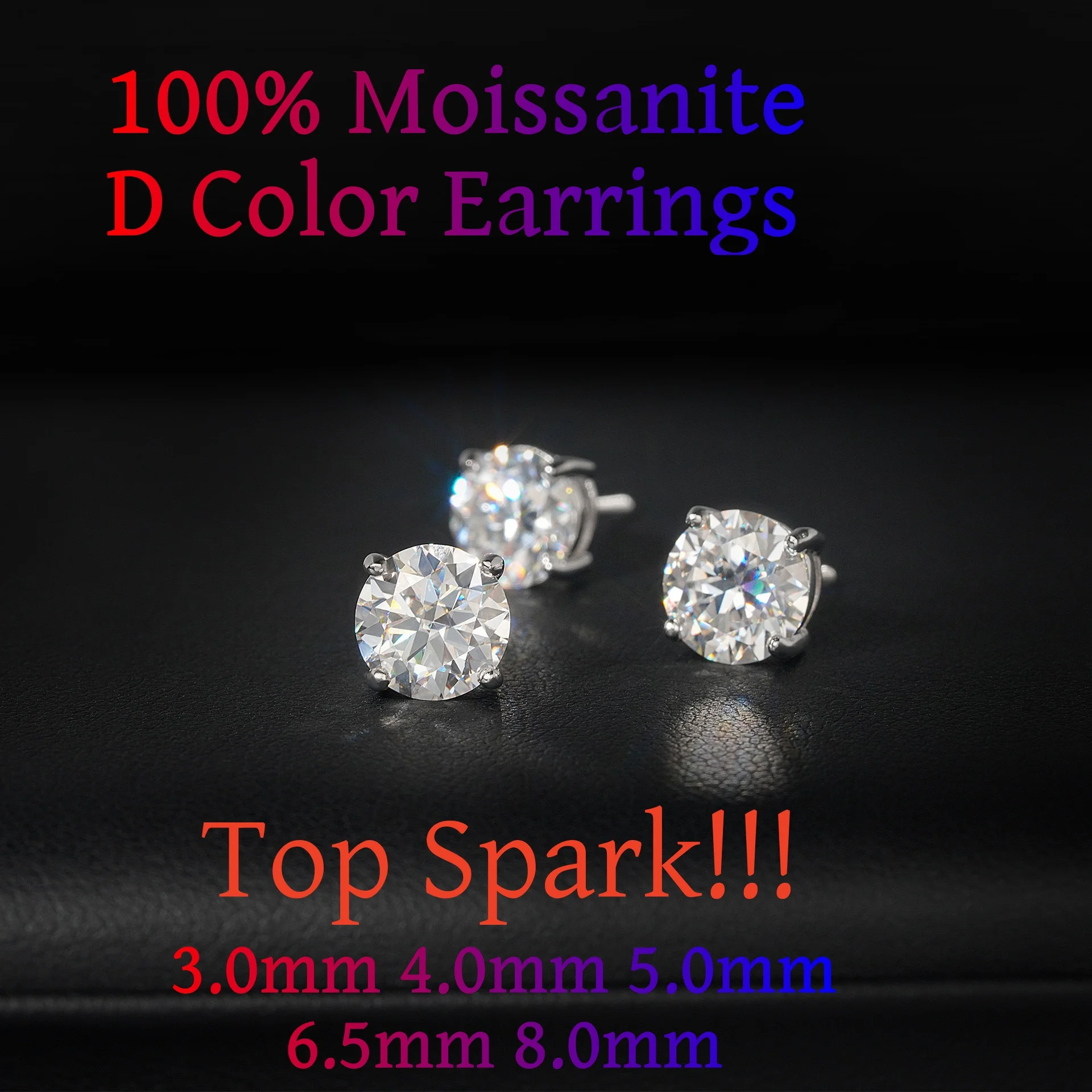 GRA 100% Real Sterling Silver With Certificate Moissanite Earrings D Color Stud For Women Top Quality Wedding Jewelry