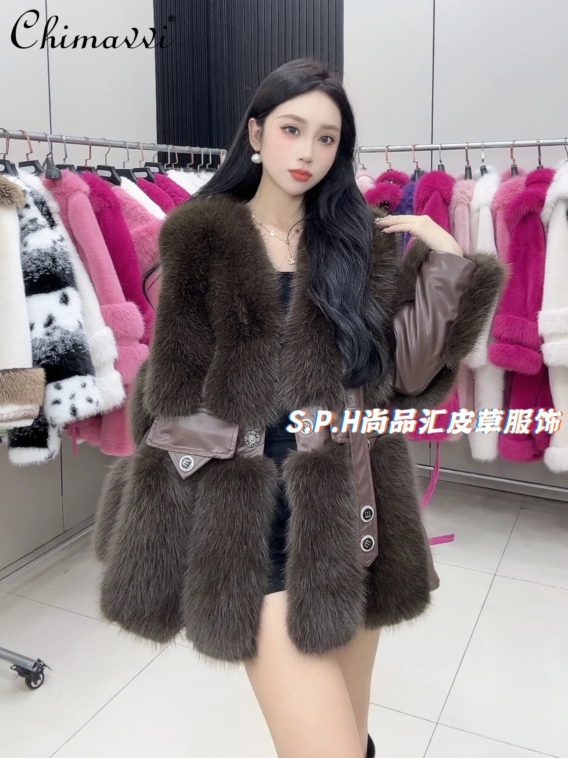 Ladies New 2024 Winter High-end Luxury Fur Coat Fashion Mid-length European Mink Cotton Temperament Warm Women\'s Fake Fur Coat