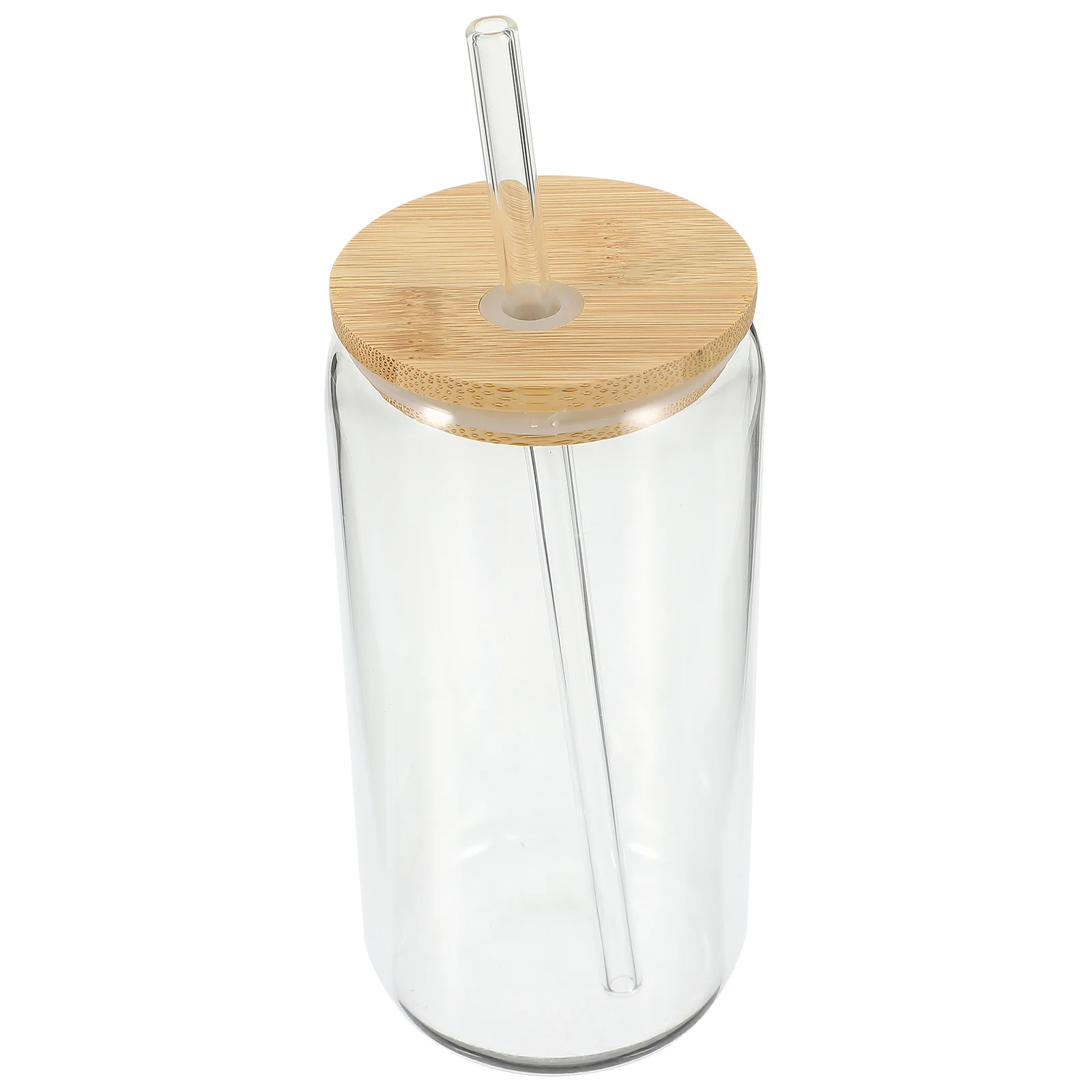 

Bamboo Lid Drink Cup Clear Coffee Mug with Glass and Straw Tumbler Milk Tea Travel