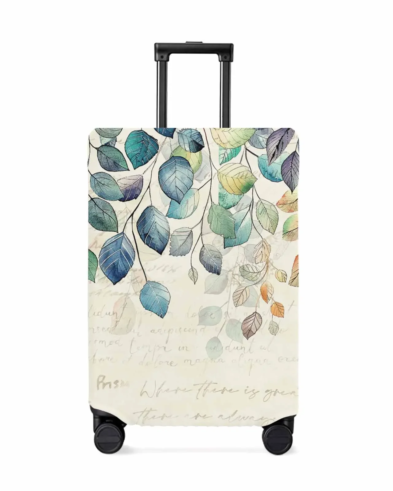 Leaf Plants Blue Autumn Leaves Stretch Suitcase Protector Baggage Dust Case Cover For 18-32 Inch Travel