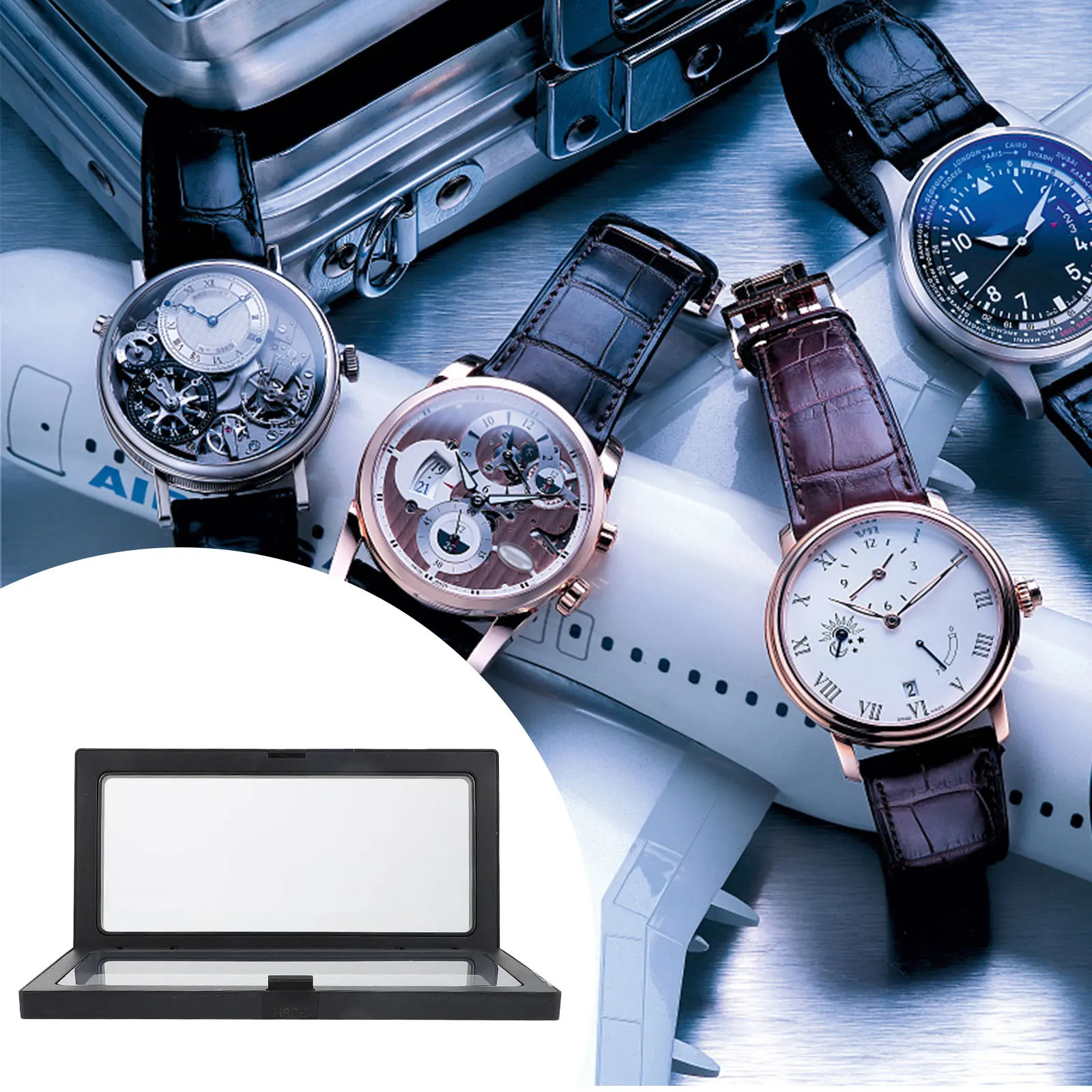 

2Pcs Watch Storage Case Simple Elegant Look for Display Floating Storage Box Case