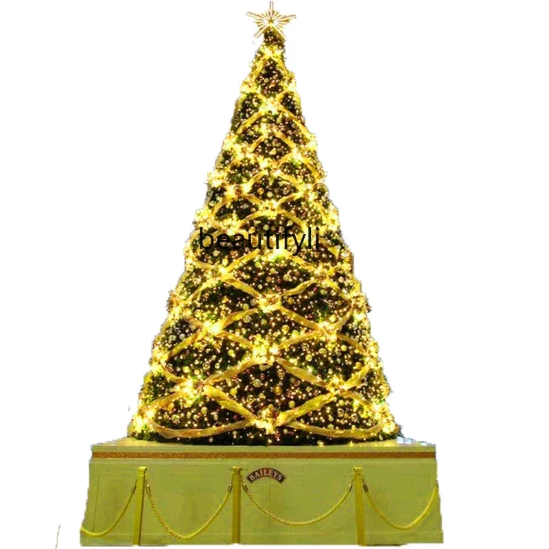 

NQ Large Christmas tree decoration 3m/4/5/6/8m gold package outdoor frame Christmas scene arrangement glow