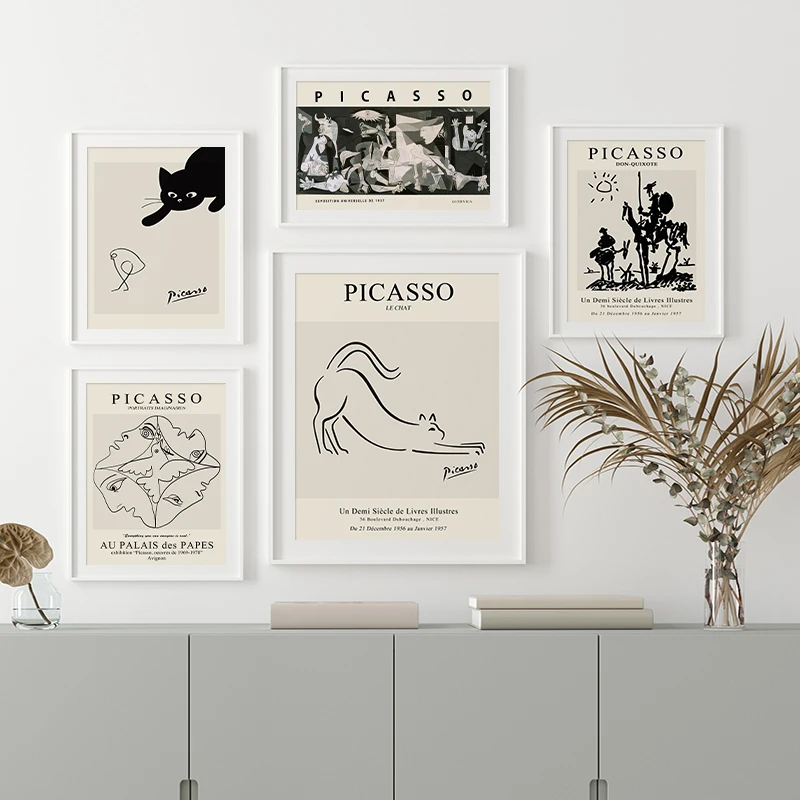 Retro Picasso Painting Abstract Art Print on Canvas Wall Art Animal Dog Canvas Painting Pictures for Living Room Nordic Decor