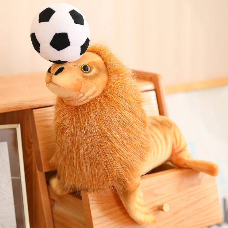 Like Real Seal Doll Plüschtier, gefülltes graublaues Wassertier mit Fußball auf dem Kopf, süßes Plüschtier, Geburtstagsgeschenk