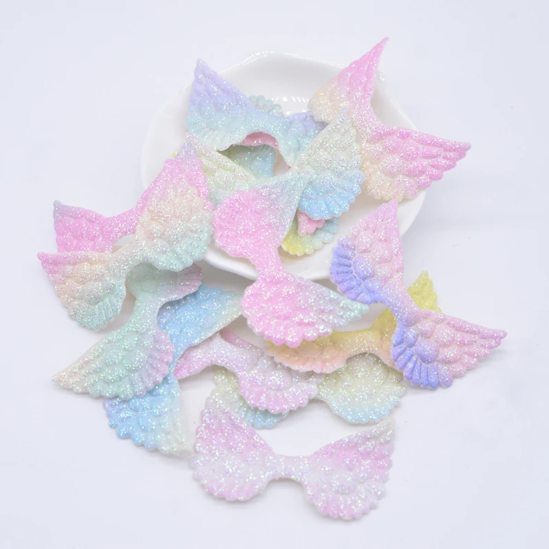 30Pcs 4.8*3cm Glitter Colorful Angel Wing Appliques Cupid Wing Fairy Wing for DIY Toy Headwear Bow Decor