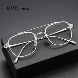 Pure titanium Glasses Frame for Men Retro Square full Eyeglasses frames Women 2025 Vintage full Metal Eyewear Spectacles