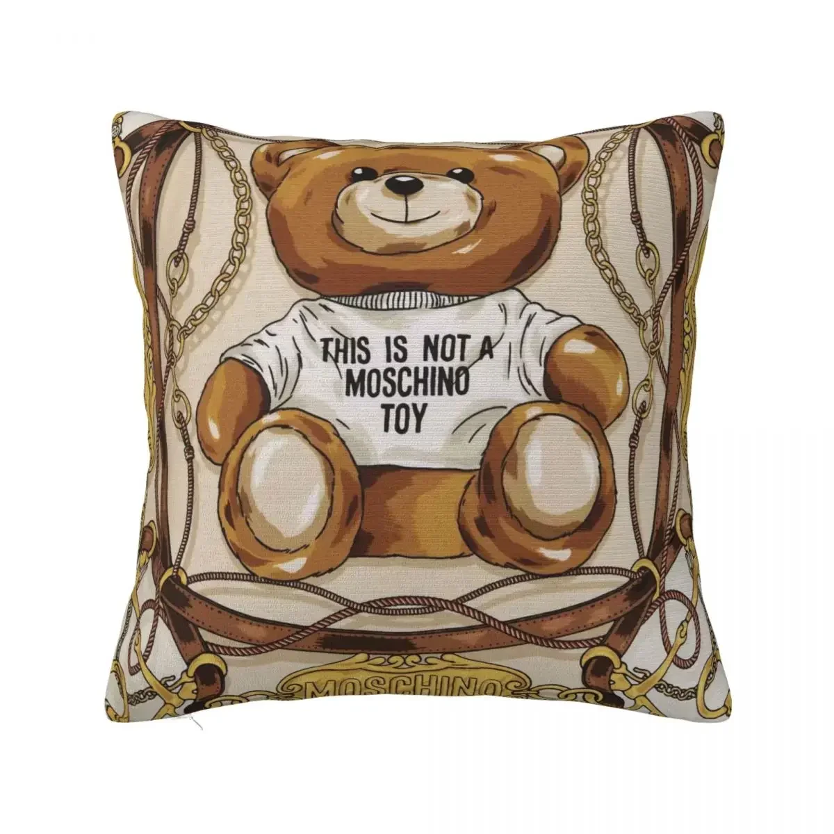 M-Moschinos Cute Bear Pillowcase Printing Polyester Cushion Cover Decoration Throw Pillow Case Cover Home Square 45*45cm