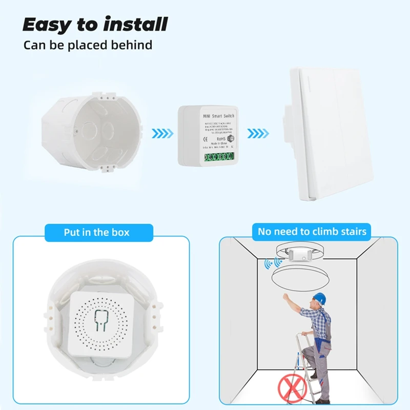Tuya 16A Wifi Bluetooth وحدة تبديل مزدوجة الوضع تدعم التحكم في توقيت الصوت لتطبيق الهاتف المحمول