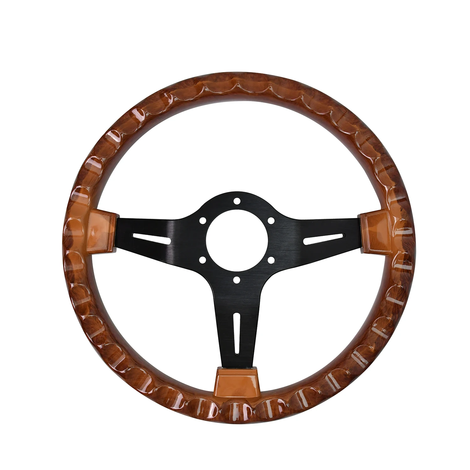 Great Discount Sale Universal Chrome Silver ABS/Micro-fiber Brown Steering Wheel 350mm