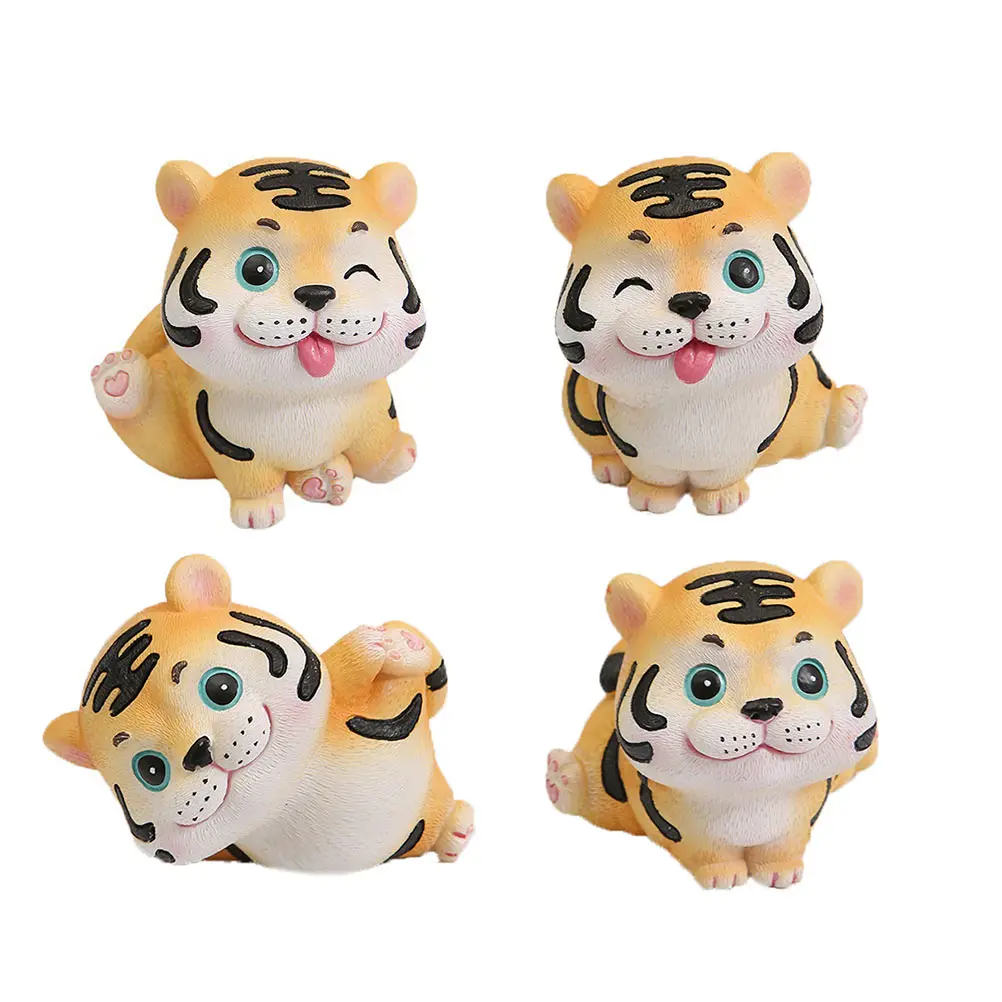 

Resin Car Ornaments Tiger Decorations Exquisite DIY Micro Landscape Crafts Home Garden Adornments Lifelike Animal Decors Indoor