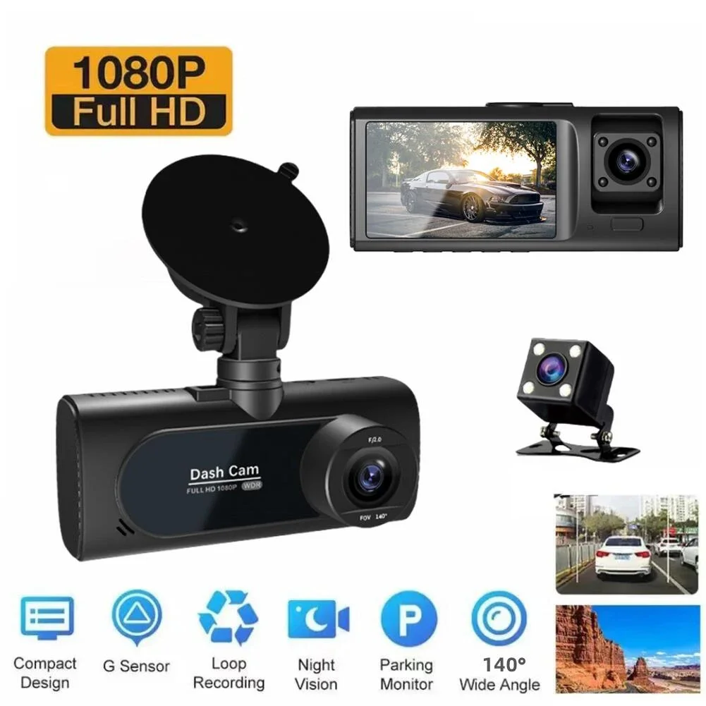 3 Channel WiFi Car DVR HD 1080P IR Night Vision Three Way Camera DVR Recorder Parking Monitor Dashcam Camcorder with G-sensor