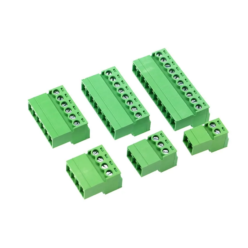 200pcs 2EDGK-3.81mm Green Wire-to-Wire Pluggable Screw Terminal Block Connector, 3.81mm Pitch