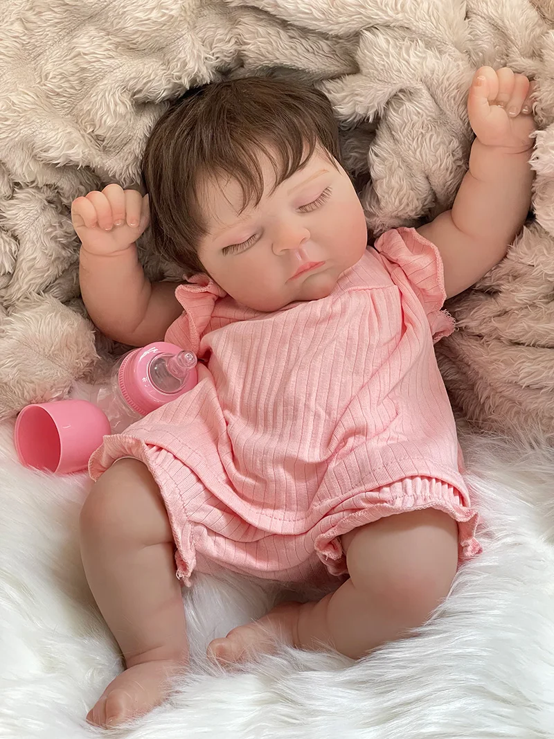 Cokela 20 بوصة/50 سنتيمتر دمية طفل حقيقي تولد من جديد دمية لمسة ناعمة واقعية سيليكون تولد من جديد دمية طفل مع شعر اصطناعي مزروع