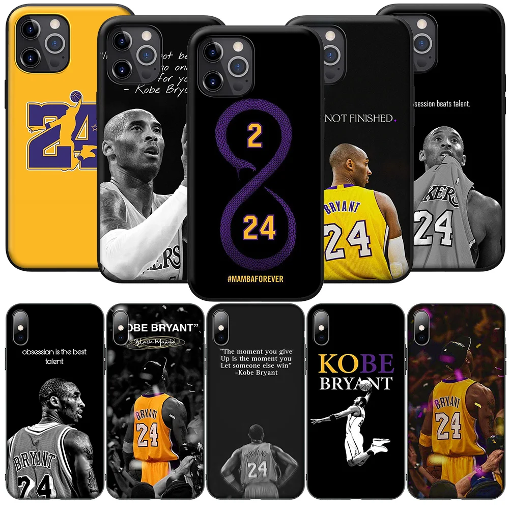 K-Kobe Basketball Nueva funda blanda de alta gama para iPhone 16 15 14 13 7 8 Pro Max Mini Plus