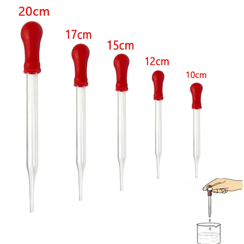 10pcs Glass Pipette Dropper with Red Rubber Cap Dropping Pipet Liquid Essential Oil Transfer