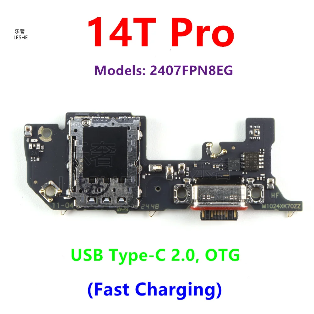 

USB Type-C 2.0 для Xiaomi 14T Pro: Плата разъема порта зарядки с гибким кабелем для быстрой зарядки, запчасти для ремонта смартфонов 2407FPN8EG