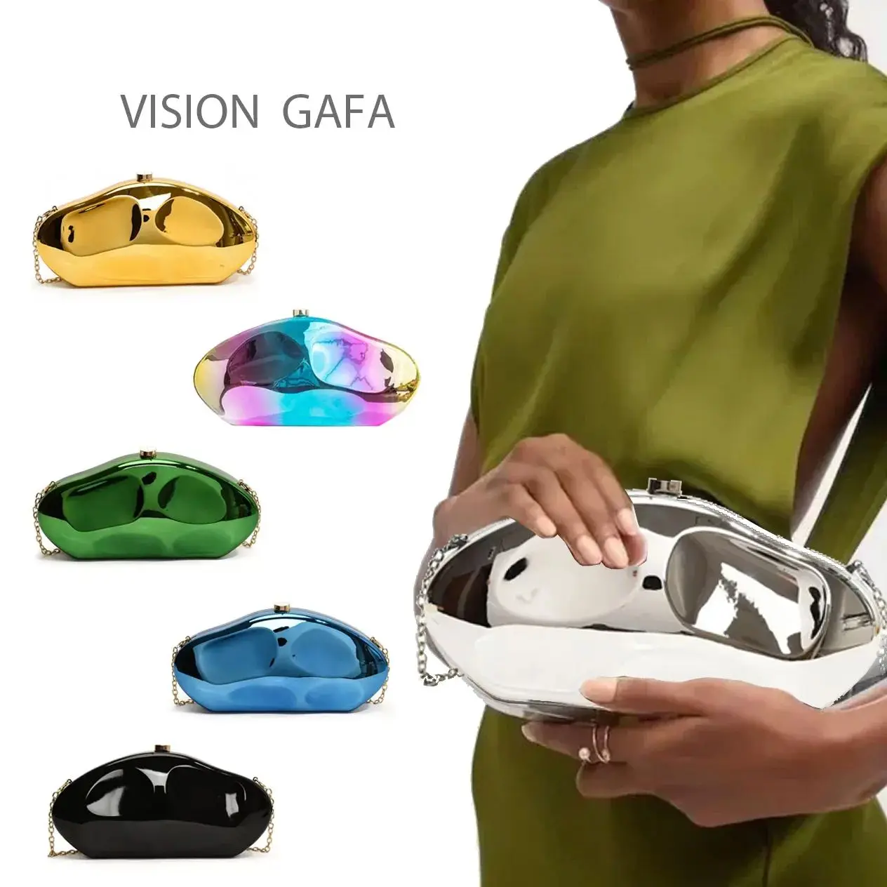 

2025 Trendy Acrylic Clutch Bag for Women – Luxury Gold & Silver Evening Purse, Irregular Designer Shoulder Bag for Wedding Party