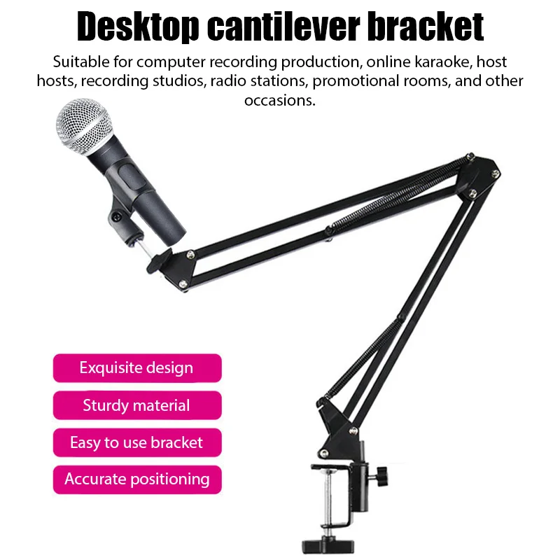 Adjustable Microphone Scissor Arm Stand Desktop Mic Clip Holder Tripod Live Cantilever Bracket Microphone Bracket Extendable